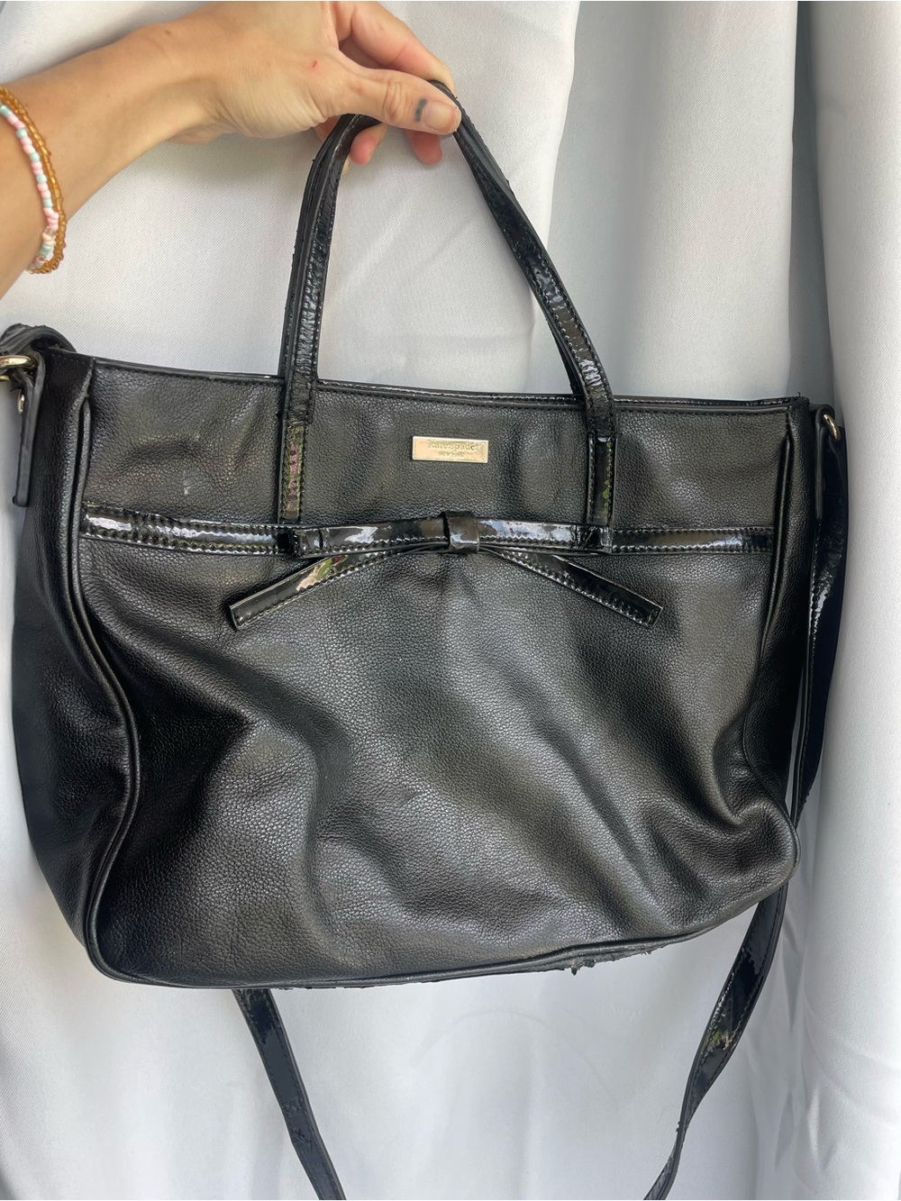 Kate Spade Black Women's Tote handBag with Bow Accent and Gold Hardware purse